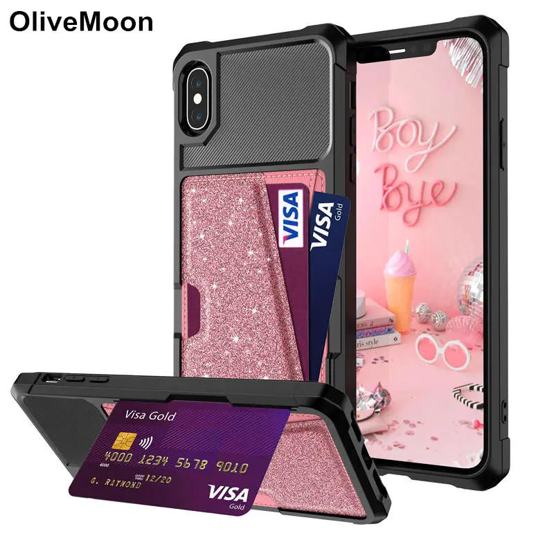 Magnet Leather TPU Wallet Case For iPhone XS MAX XR 6 7 8 Cases Bling Shinny Phone Back Cover X 6S Plus Coque | Мобильные телефоны