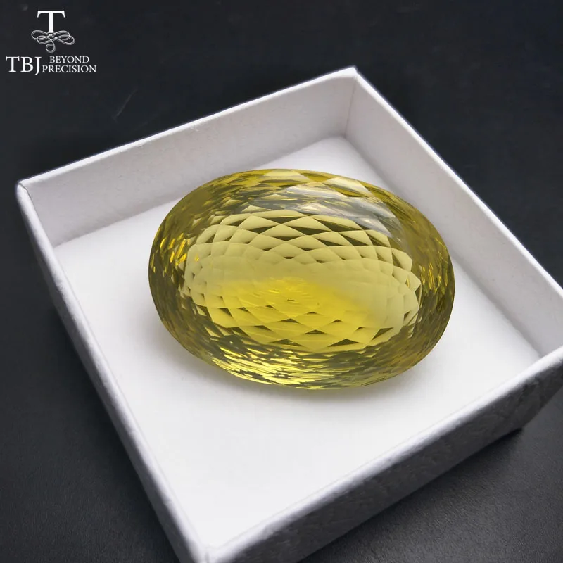 Tbj натуральный Лимон Кварц 110.8ct большой овальной формы в птичье гнездо резки bralliant