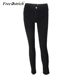 Бесплатная Страусиные Джинсы женские черные с высокой талией на молнии сзади сексуальные джинсовые брюки карманы узкие джинсовые