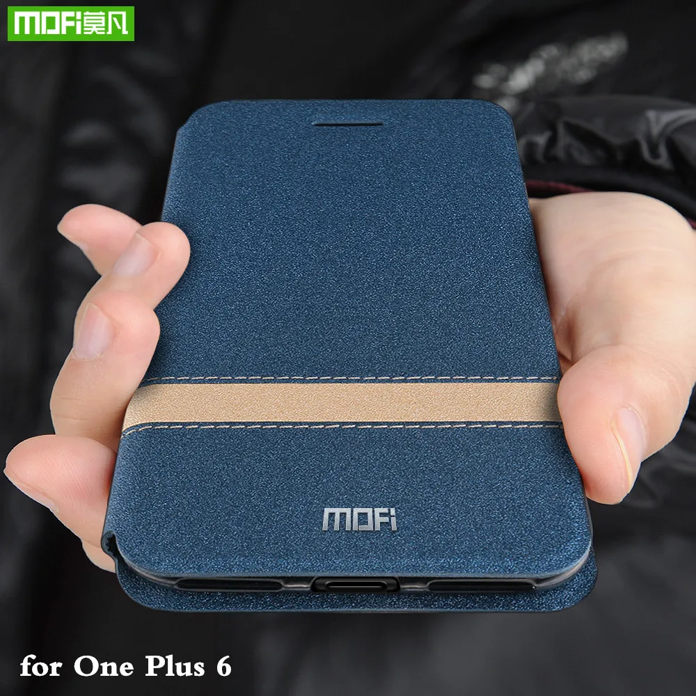 

MOFi Flip Case for Oneplus 6 Cover for 1+6 TPU Housing PU Leather for One Plus 6 Silicone Book Coque Folio Original