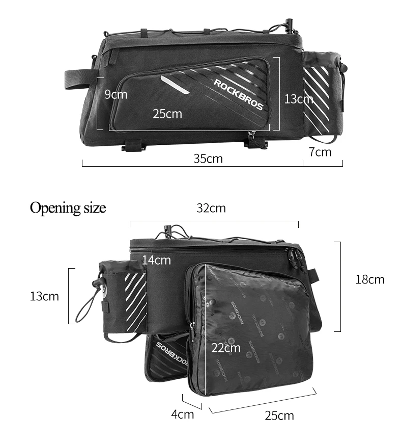 ROCKBROS 35L MTB велосипедные сумки рама Стойка Сумка Водонепроницаемый Многофункциональный 3 в 1 светоотражающий велосипедный большой пакет велосипедные сумки для багажа