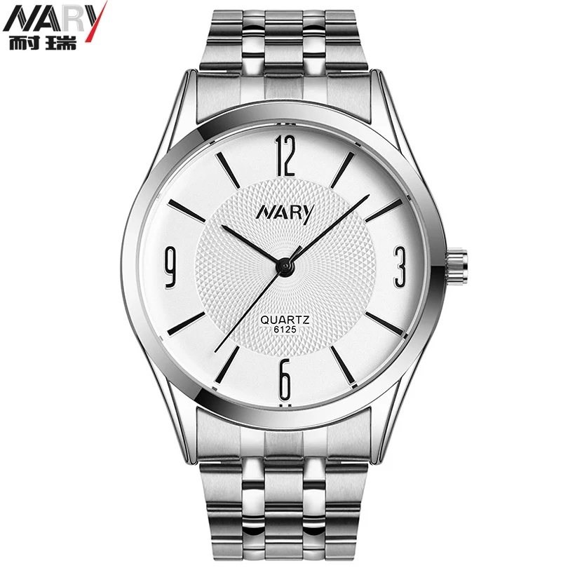 New Nary Brand Watches Men Fashion Stainless Steel Watch Men Movement Quartz-Watch Waterproof Erkek Kol Saati relogio masculino
