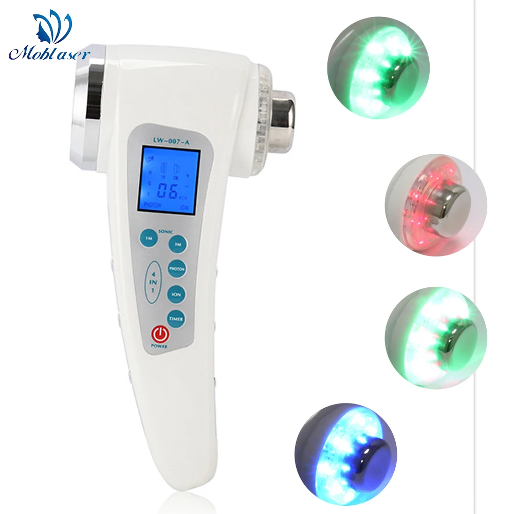 

4 in 1 Ultrasonic Body Slimming Massager Facial Ion Galvanic LED Photon Therapy Device Face Skin Rejuvenation Whiten Tightening