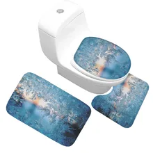 Комплект одежды из 3 предметов простая печать синий/зеленый Ванная комната коврик Мягкие Нескользящие абсорбирующие коврики для туалета ванна Душ и ванная комната