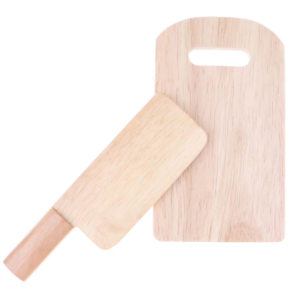 Role Play Kitchen Toy, Wooden Chopping Board & Cutter Kitchen Food Play Children Toy