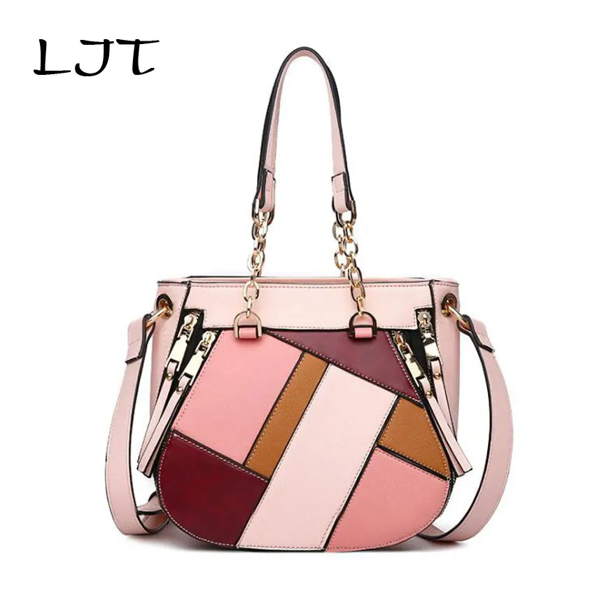 

LJT 2018 New Listing Luxury Handbags Women Famous Brand Designer Shoulder Messenger Bag Custom Stripe Tote Bag bolsas feminina