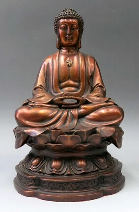 

006896 China bronze sculpture carved fine red copper buddhism Shakyamuni buddha Statue