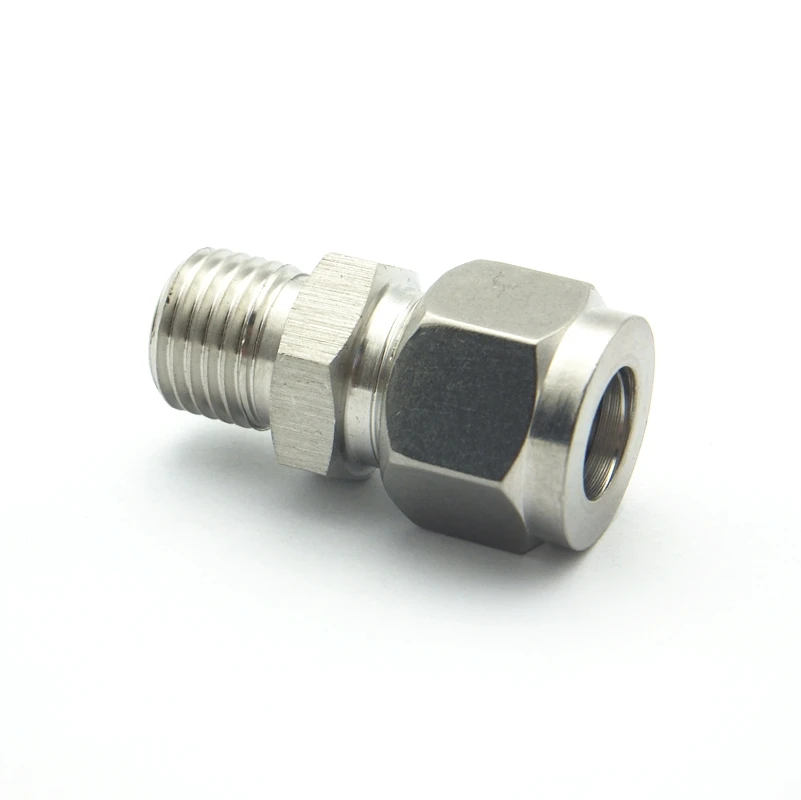 

304 Stainless Steel 3/8" BSPP Male Thread To 8mm Double Ferrule Tube Pipe Fitting Threaded Union Connector For Water Air Oil