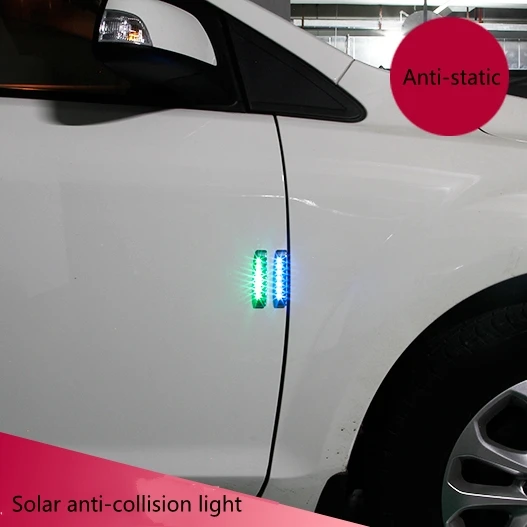 Car solar LED decorative light Anti static car door Flashing warning collision body night strip | Дом и сад