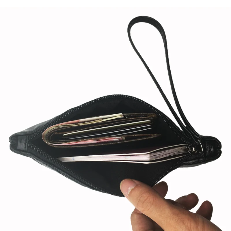 

Men Leather Zipper Purse Wallets Male Organizer Wallet With Handwrist