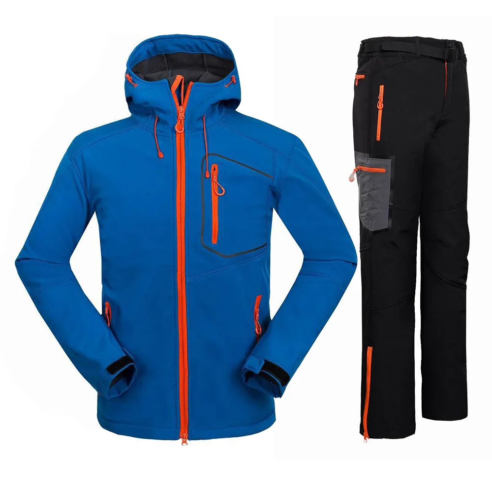 

2017 Winter Waterproof Outdoor Climbing Mountain Hiking Jacket + Pants Fleece Softshell Camping Hunting Sports Suit for Men