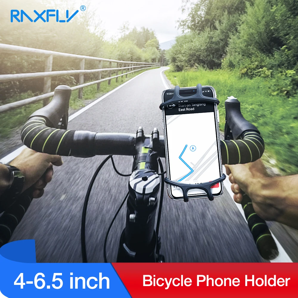 

RAXFLY Bicycle Phone Holder For iPhone Samsung Universal Non-slip Silicone Adjustable Buckle Bike Mount Support For 4-6.5 Inch