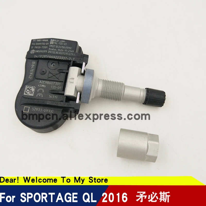 

1PC TPMS Tire Pressure Monitor Sensor with nut for Kia 2016- Sportage QL K7 2016 CADENZA 16 52933D9100 433MHZ