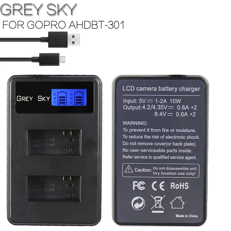 Для go pro hero5 hero4 hero3 AHDBT 501 401 301 Зарядное устройство USB светодиодный 3-Порты и разъёмы Зарядное устройство с Тип C Порты и разъёмы для Hero7 6 5 4 3 зарядное устройство для камеры - Цвет: hero3 charger