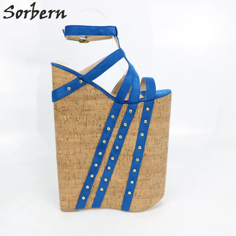 Cheap Sorbern Wedge Heels Sandals Women Ladies Shoes Summer Style Sandals Ladies Open Heels 35cm Heels Plus Size 4-15 Sandale Femme 12