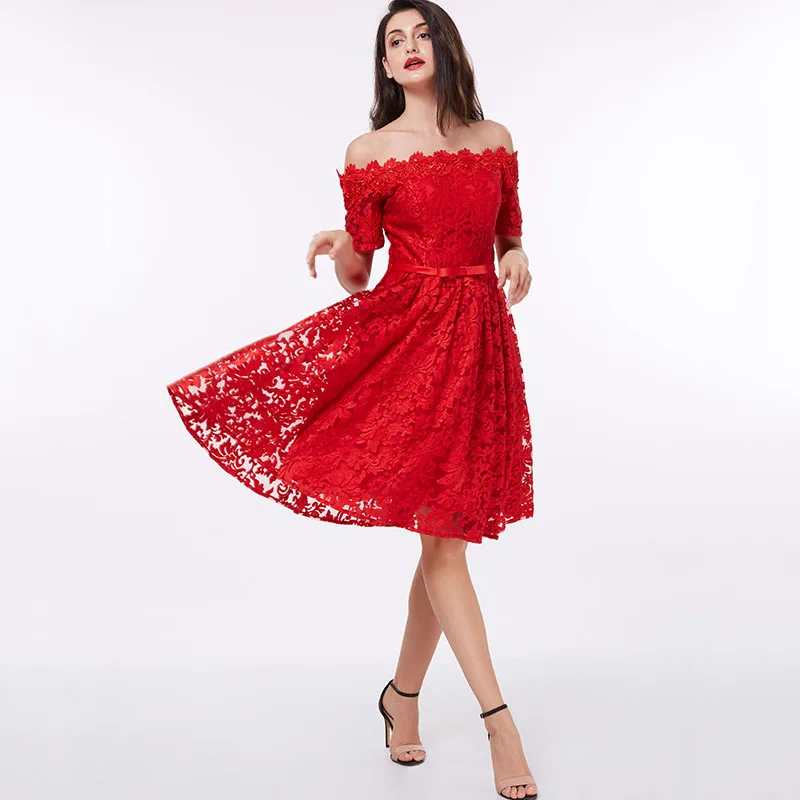Red Lace Cocktail Dress
