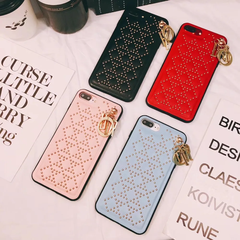 For iPhone 6 6s plus Luxury Fashion Rivet D cell Phone Cases For Apple iPhone 7 8 plus X Women Mobile phone Case Cover