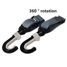 2 Pcs Baby Stroller Accessories Multifunction Stroller bag Double Hook 360 Degree Rotation Black High Quality