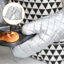 Термостойкая перчатка рукавицы Прихватки для духовки нескользящие перчатки для выпечки для барбекю перчатки Серебристые безопасные кухонные инструменты 17x25 см