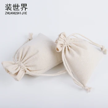 

5pcs/Lot 16*20cm Wholesale Natural Resuable Jute Linen Drawstring Pouch Packaging Gift Bag Logo Printed Bag