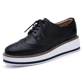 

kilobili Women Oxfords Shoes Patent Leather Lace up Pointed Toe Fashion Shoes Female Footwears Creepers Flat Platform Shoes Lady