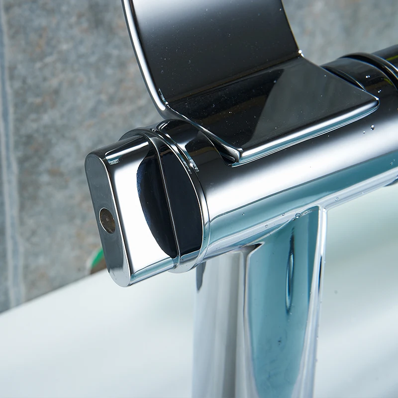 Modern New C Type Design Waterfall Basin Faucet Bathroom Chrome Finish Simple Faucets Single Handle High Arch Mixer Tap 88301