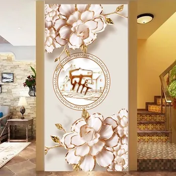 

Customized size 3D Windows Glass Film Door Stickers furniture sticker modern Art opaque Self-Adhesive Home decor peony