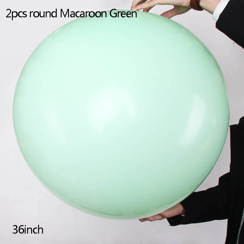 36 дюймов макарун круглые латексные шары, гелий надувной гигантский воздушный шар "Конфетти" Свадебные украшения для дня рождения большие Globos - Цвет: 2pcs Maca green