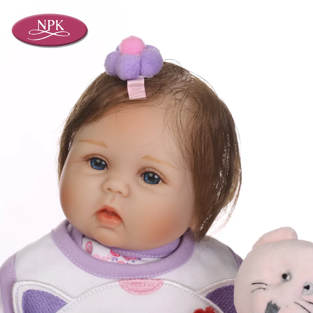 NPK 45CM Lifelike Reborn babies Silicone Doll Soft Cloth Body Newborn Princess Girl Doll With Baby Basket + Soft Toys Kid Gifts (3)
