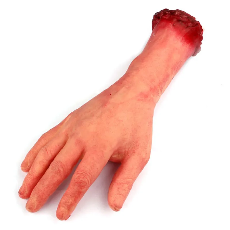 

2018 Scary Halloween Arm Decoration Props Bloody Realistic Fake Human Arm Hand Bloody Dead Body Parts Trick 2sw0809