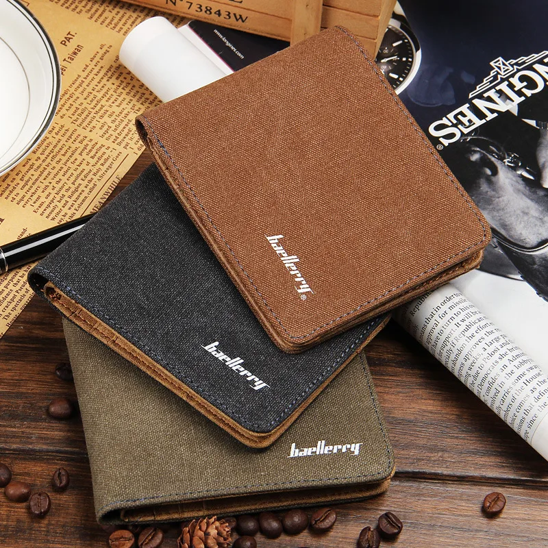 

Short Wallet Men Fashion Folding Design Men Wallets Slim Sample Canvas Small Purses Card Holder Male Pocket Purse