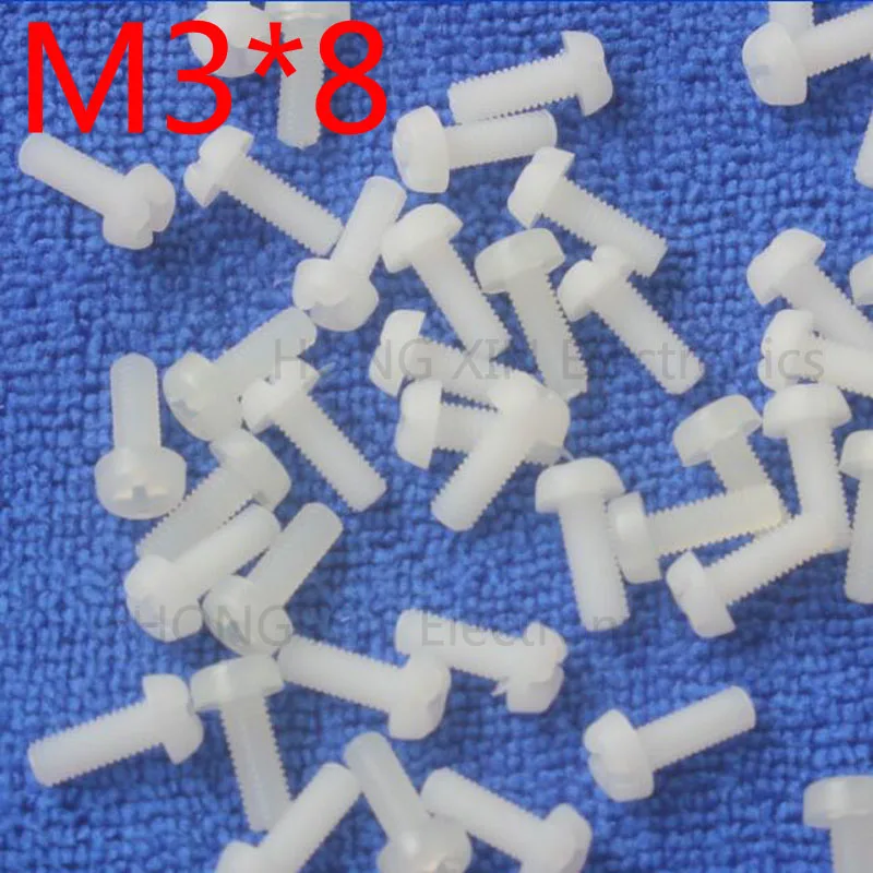 M3*8 8mm white Round Head nylon Screw plastic screw Insulation Screw