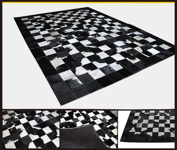 

2018 free shipping 100% natural genuine cow leather area rug