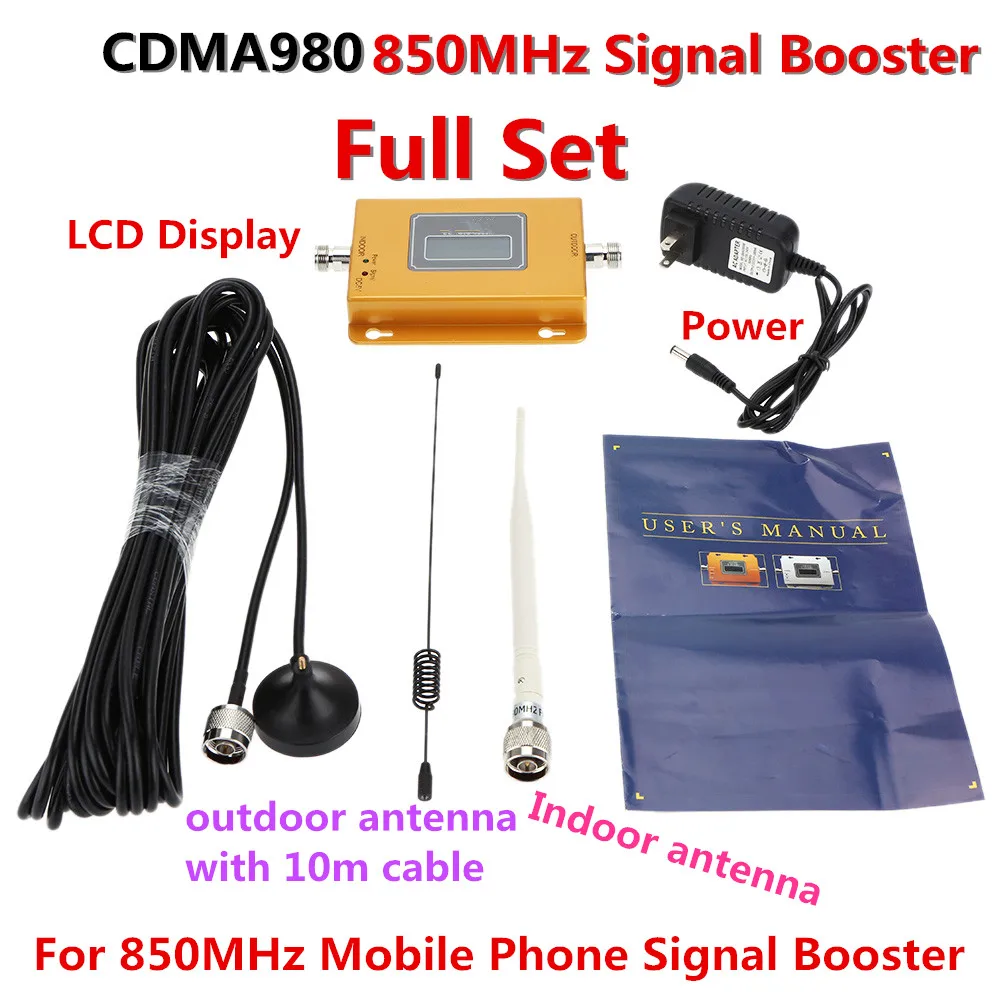 

70dB LTE UMTS GSM CDMA 850MHz 2G 3G 4G Wireless Mobile Phone Repeater Signal Booster Signal Repeater Amplifier + Cable + Antenna