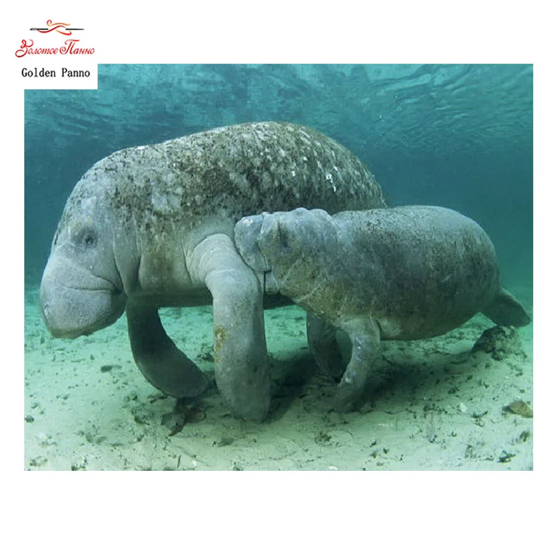 Золотое панно, рукоделие, вышивка, Сделай Сам Картина животных, наборы, 14ct manatee, наборы для вышивки, 0111