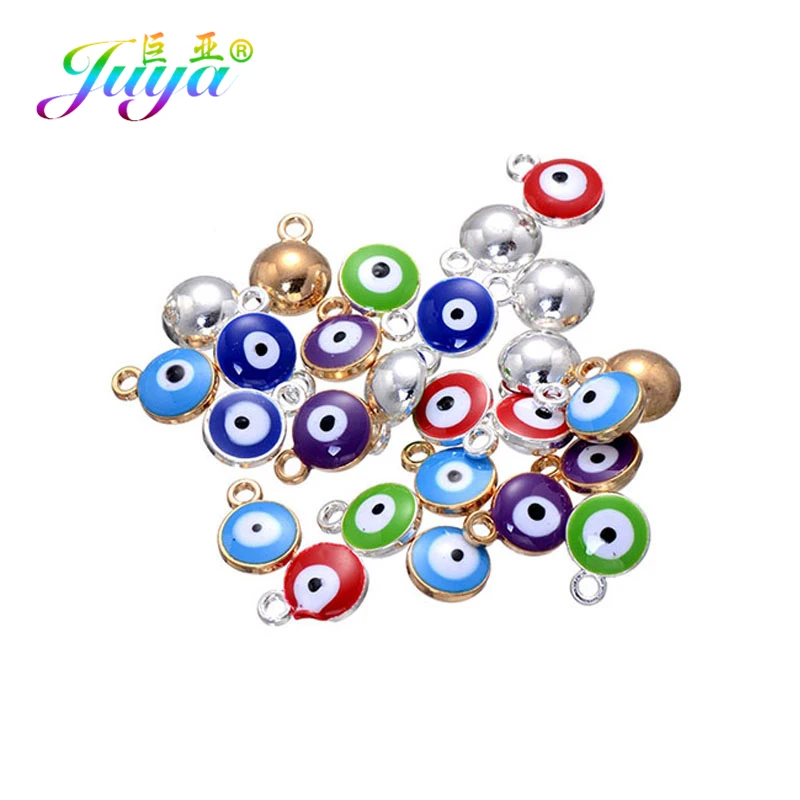 

30pcs/lot wholesale Evil Eye Charms Supplies Handmade Gold/Silver Colorful Resin Enamel Charms For Women Men DIY Jewelry Making