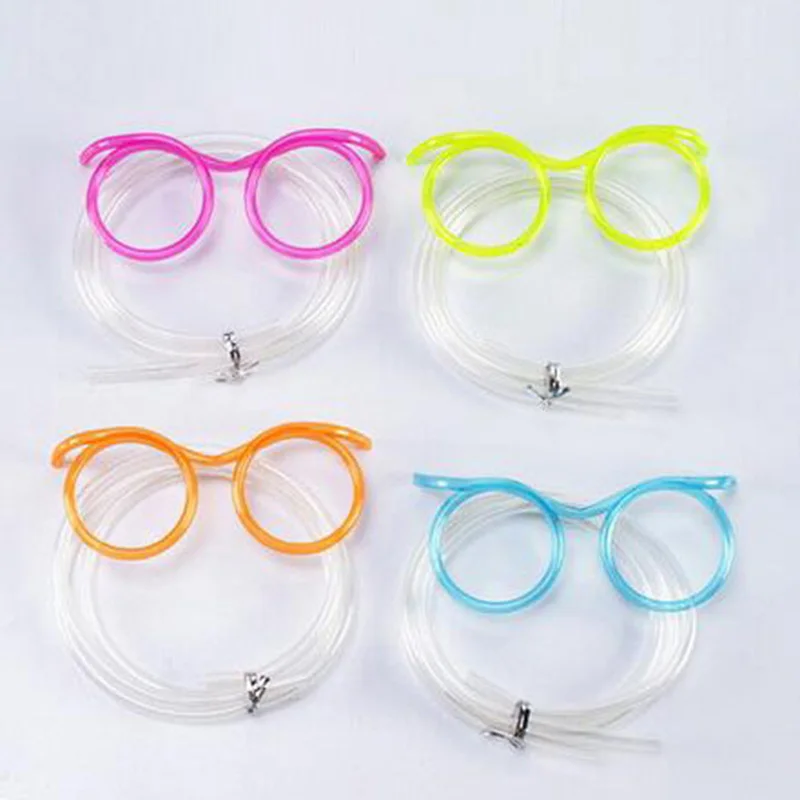 1Pcs Soft Glasses Straw Multicolor Plastic Drinking Straws Funny