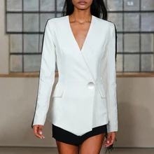 Seamyla, новинка, модное белое пальто с длинным рукавом, элегантное, с бахромой, для подиума, пальто для женщин, знаменитостей, вечерние, приталенная верхняя одежда