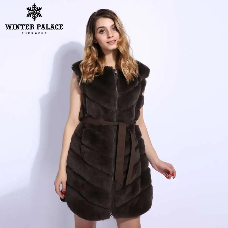 

2018 New Fashion Women Natural Real Fur Vest Latest Fashion Color Long Rex Rabbit Fur Vest Real Fur Coat Winter Jacket Women