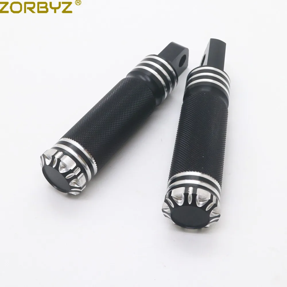 Черные мотоциклетные колышки ZORBYZ с ЧПУ для кромкообрезных ножек подставки Harley