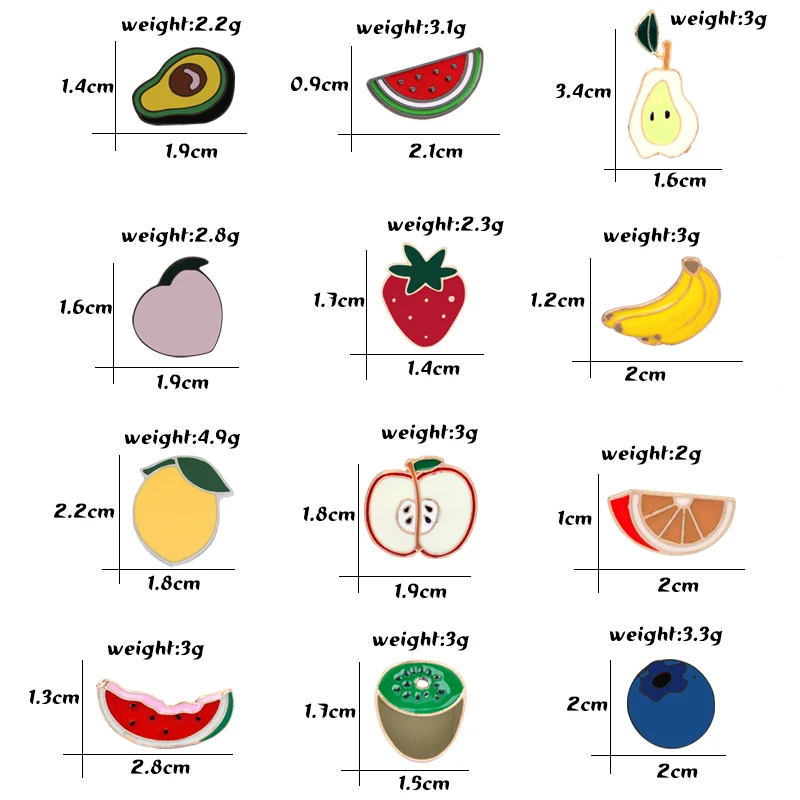 Модная брошь коллекция фруктов яблоко груша лимон арбуз авокадо черника клубника булавка эмаль значки металлические пуговицы ювелирные изделия