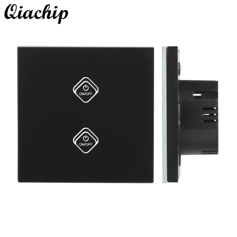 

QIACHIP EU Plug WiFi Touch Switch 2 Gang 1 Way APP Control Work With Google Home For Smart Home Light LED Remote Control Switch