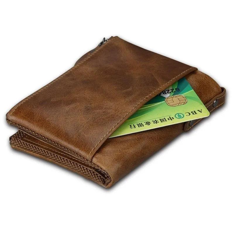 Кошелек мужской из натуральной кожи маленький бумажник для девушек с Rfid