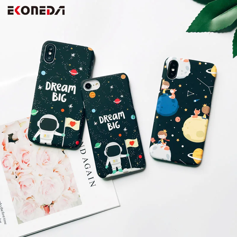 EKONEDA Cute Cartoon Animal Cat Dog Case For iPhone 6 6S Plus 7 8 Plus X XS Max XR Case Plastic Matte Cover For iPhone 7 Case