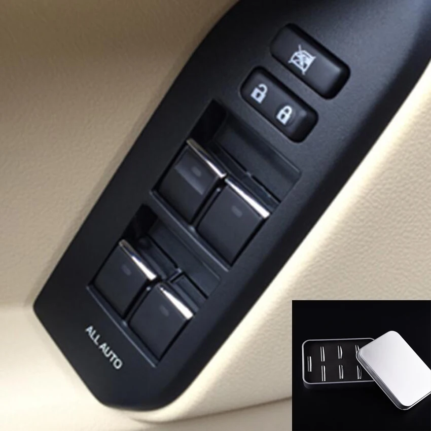 YAQUICKA For Toyota Land Cruiser Prado Car Interior Door Window Lift Switch Trim Stickers Decals Chrome ABS Parts Car Styling YAQUICKA For Toyota Land Cruiser Prado Car Interior Door Window Lift Switch Trim Stickers Decals Chrome ABS Parts Car Styling