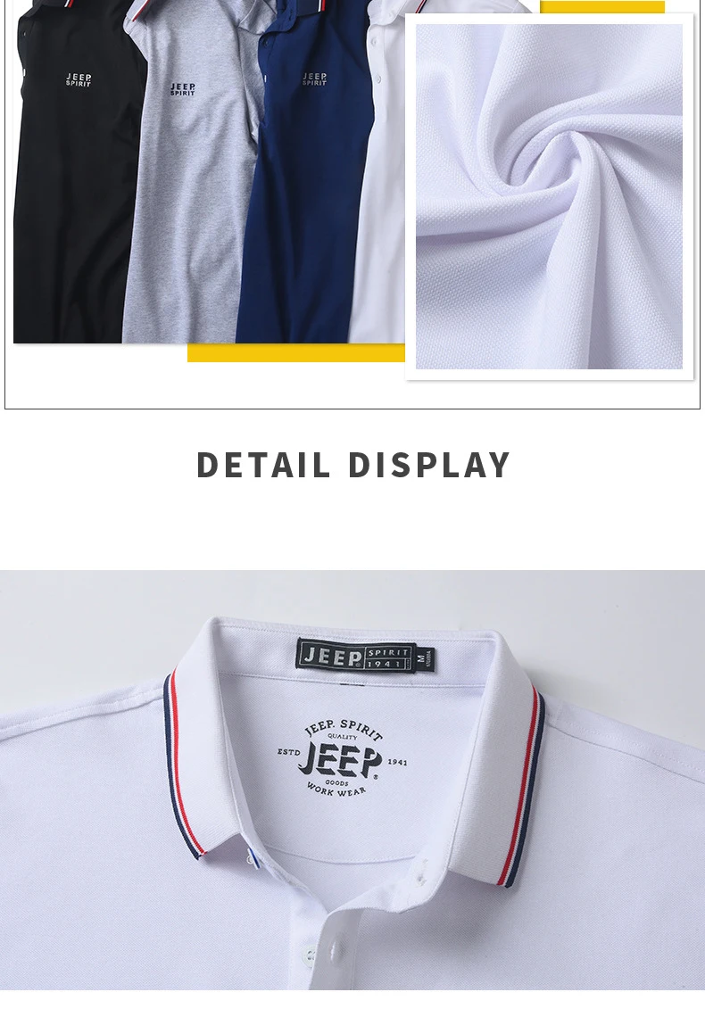 Летняя рубашка поло для мужчин JEEP SPIRIT camisa Polo Повседневная Свободная однотонная дышащая рубашка поло мужские поло para hombre Плюс Размер M-3XL