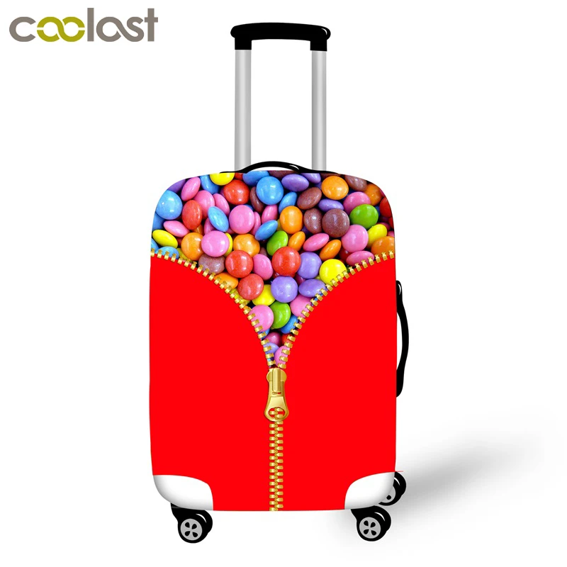 Защитные чехлы для багажа с принтом конфет и фруктов, аксессуары для путешествий, эластичный чехол с защитой от пыли, чехол на колесиках, чехол