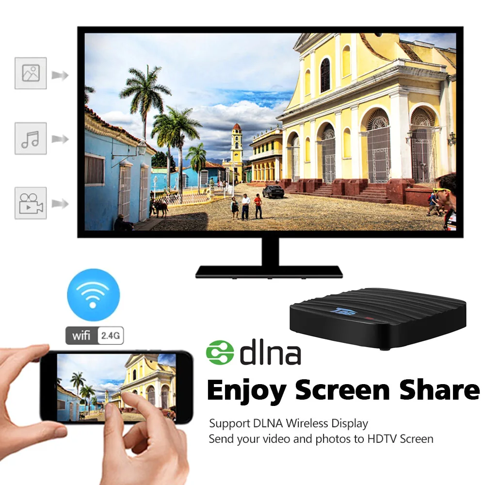ТВ приставка T98 Android 7 1 2 ГБ 16 четырехъядерный процессор RK3328 USB3.0 4G Wi Fi BT 4 0 H.265 VP9 HDR 4K