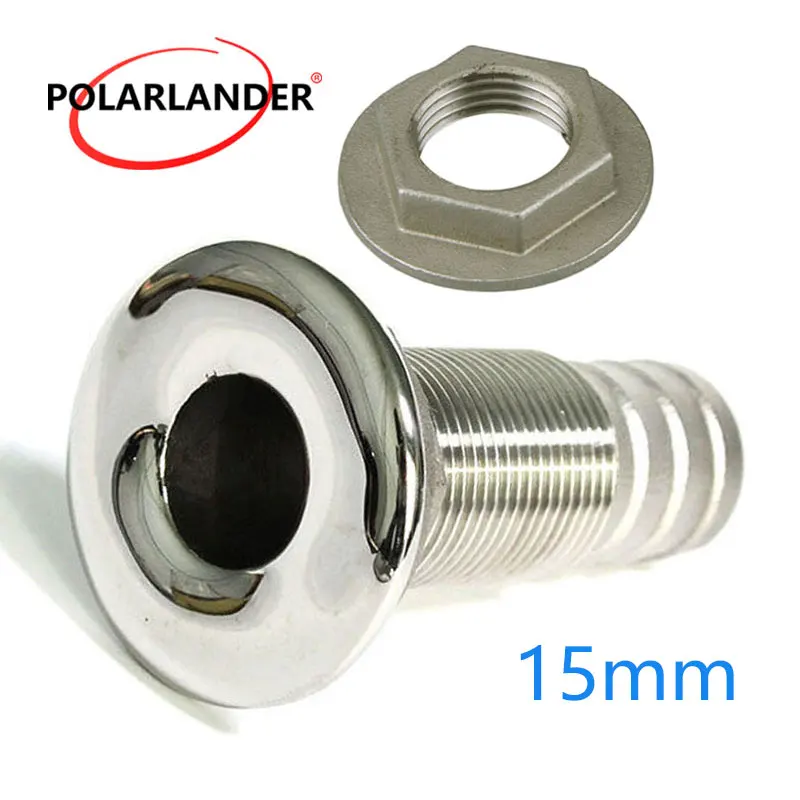 Marine 316 Stainless Steel Boat Thru Hull Fitting 3//8/" Hose Barb
