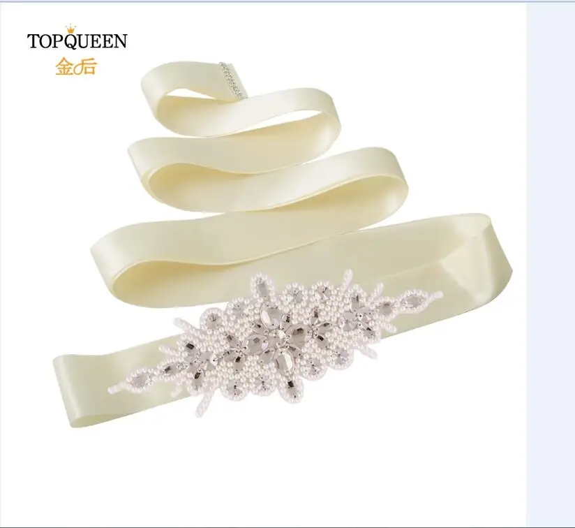 ivory TOPQUEEN S01A жемчужный пояс, стразы, пояс для свадебного платья, аксессуары для свадебного платья, свадебный пояс с бриллиантами, жемчужное платье, пояс для свадебного платья - Цвет: ivory